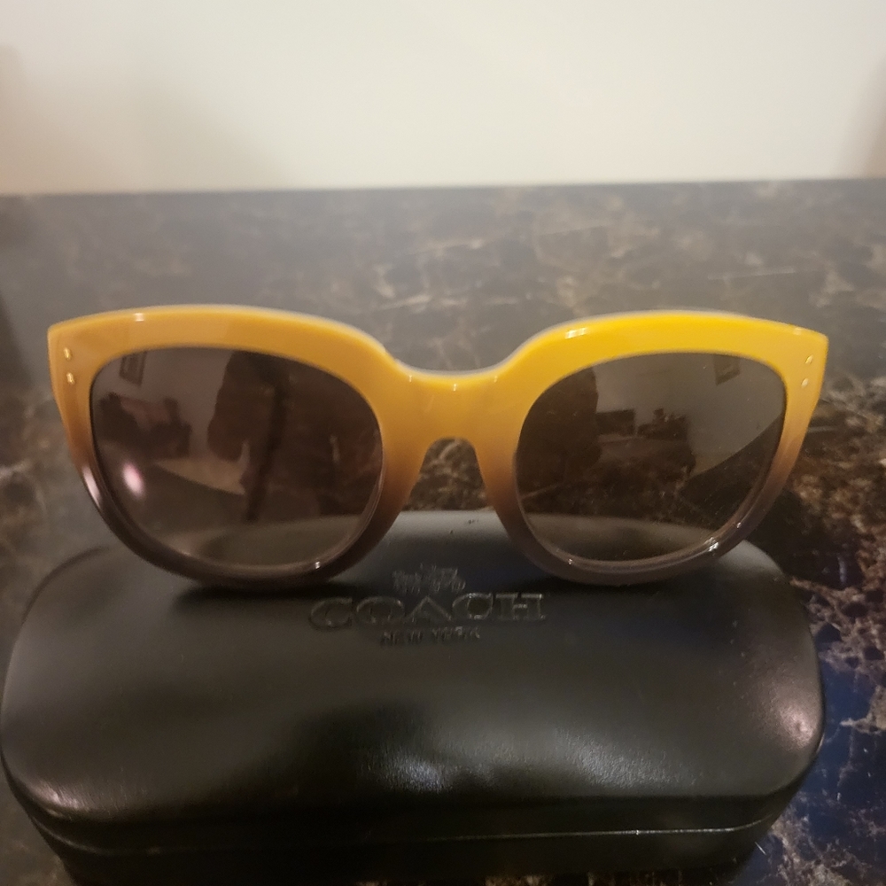Coach lime and brown Tortoise Shell sunglasses